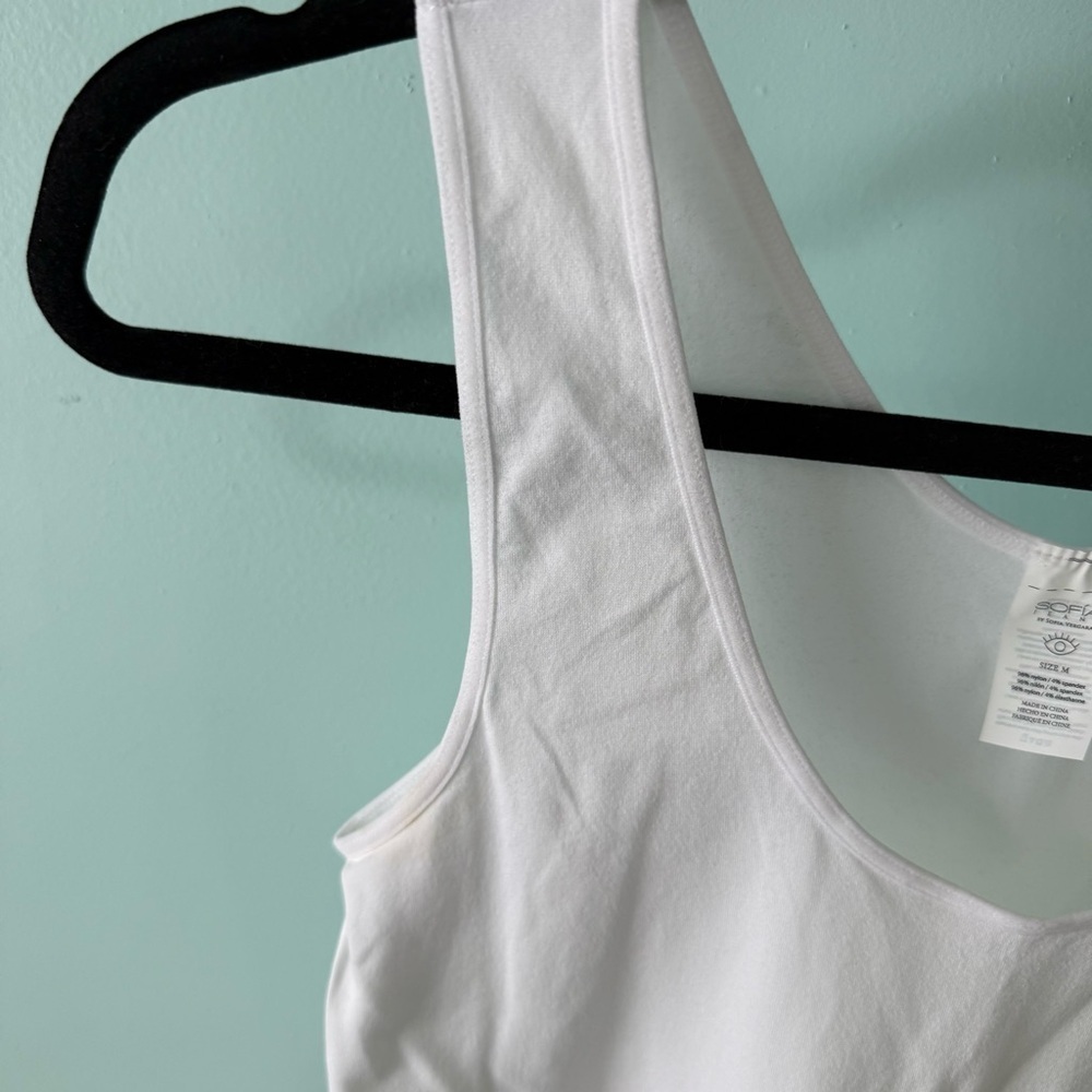 Sofia Jeans By Sofia Vergara White Scoop Neck Sleeveless Bodysuit Size Medium - Picture 4 of 7